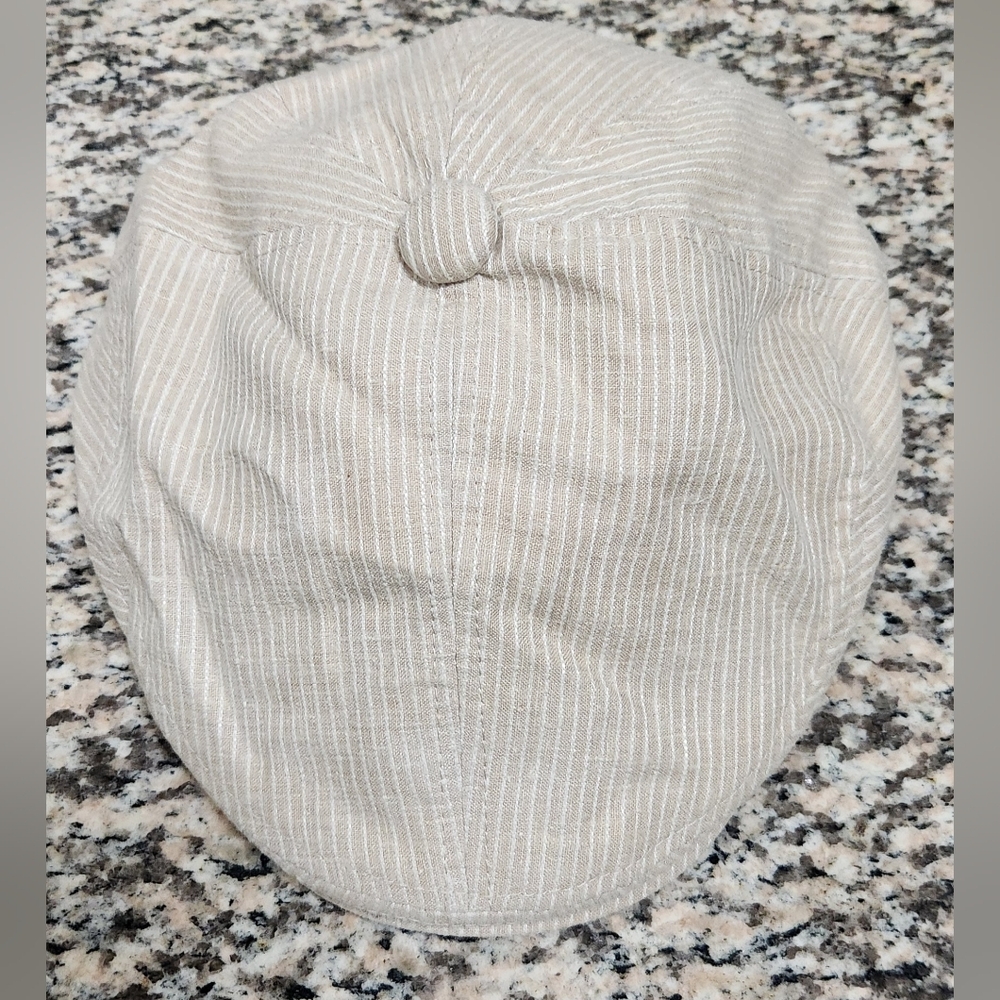 Yellow 108 Newsboy Drivers Cap Tan with stripes
